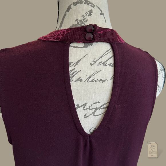 Maurices Burgundy & Hot Pink Floral Lace Sleeveless Top - Women’s M - Picture 6 of 7